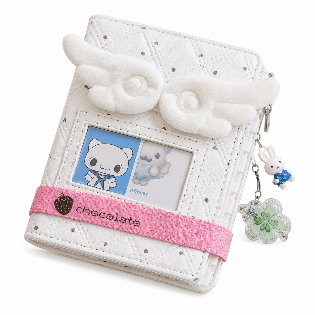 White Quilted Angel Wing Tri-fold Binder