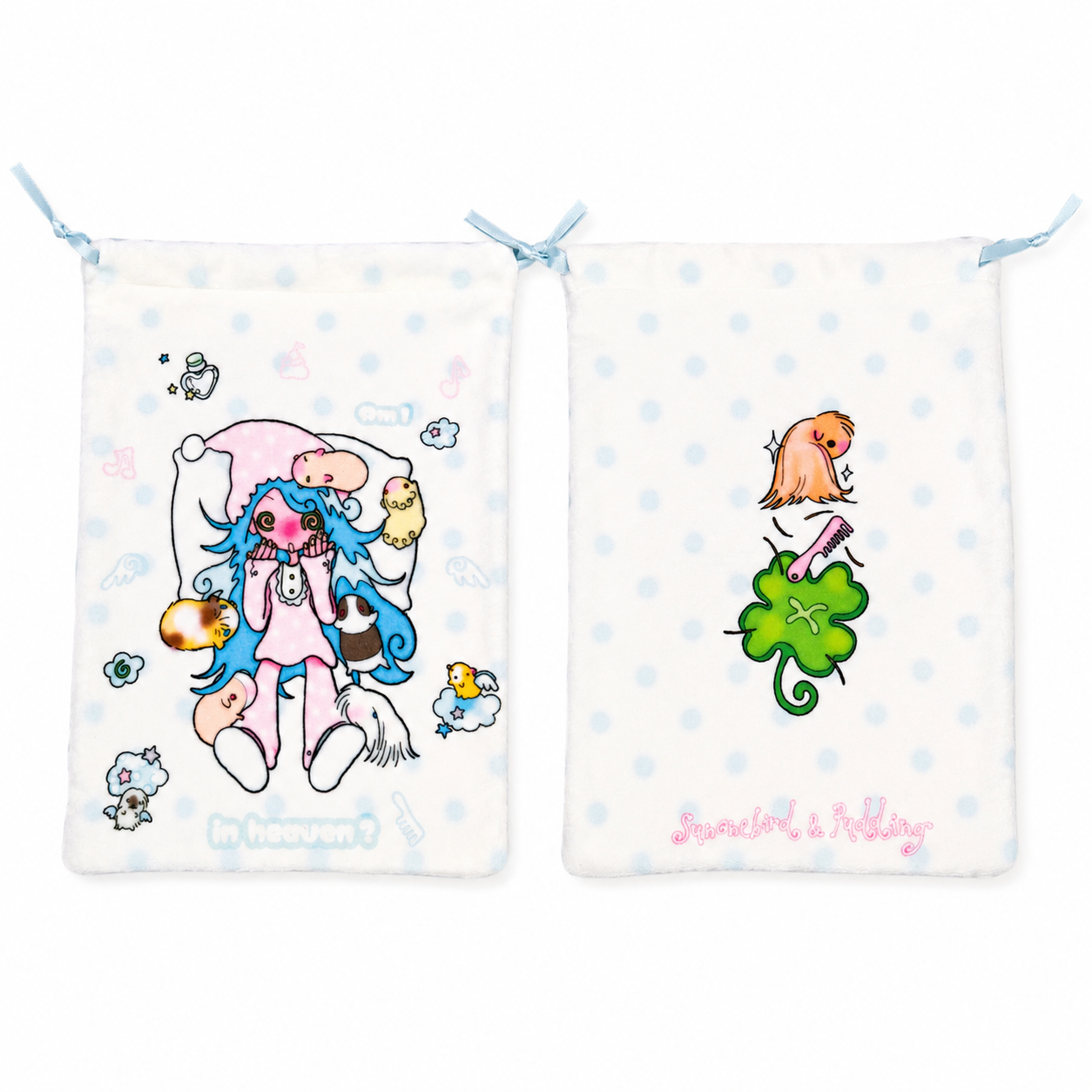 sunonebird Sleeping Flower Girl Plush Drawstring Bag