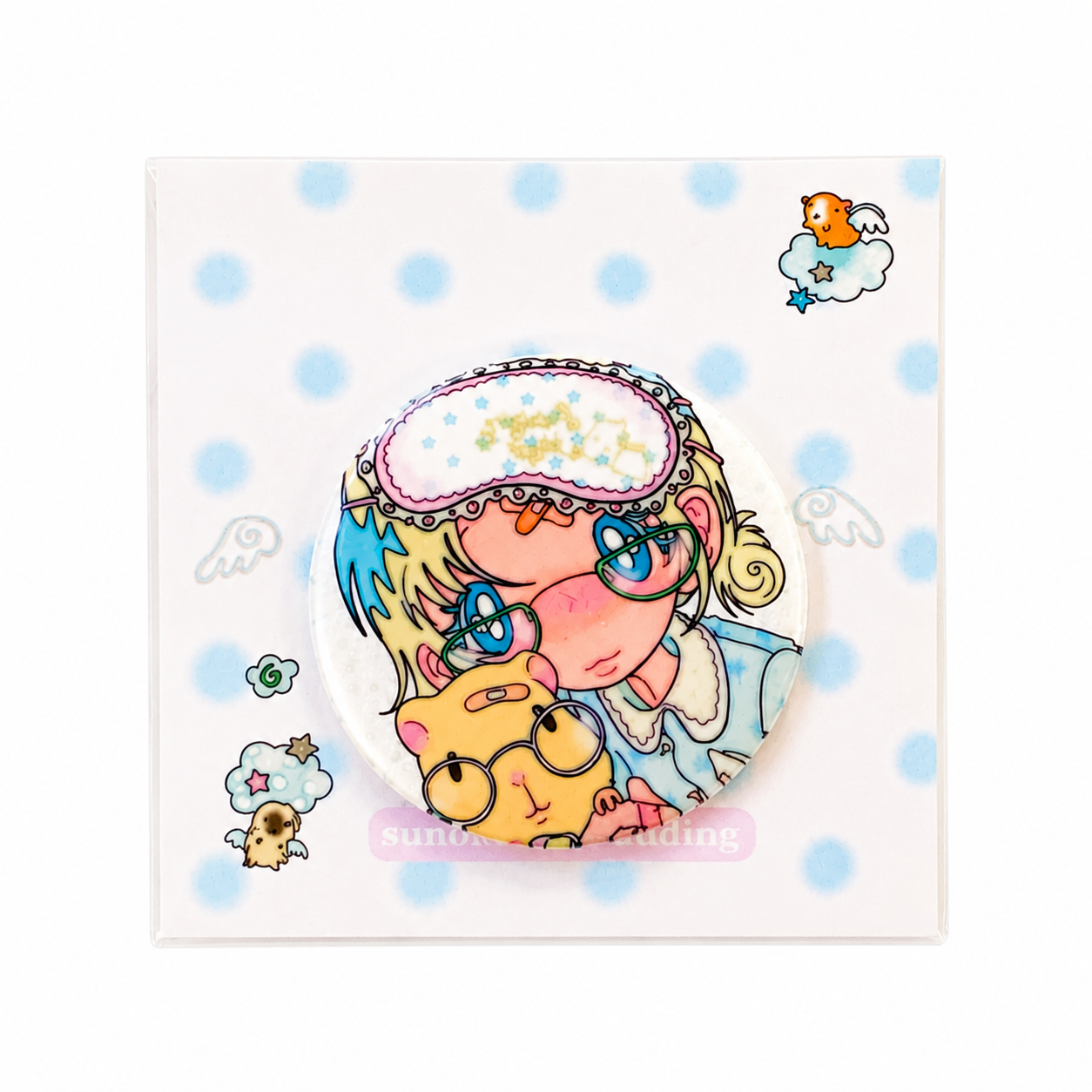 Pajama Guinea Pig Girl Badge Pin 58mm | sunonebird